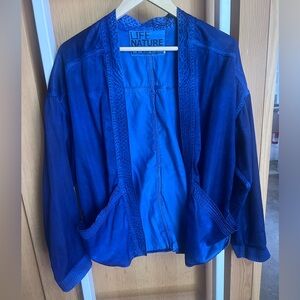 FreeCity Satin Glass Kimono Jacket in Blue Electric